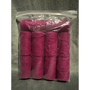 Vintage 80s 10 pc Punch Embroidery Thread Clarke's Magenta Bag 33